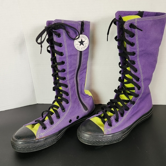 Rare! Converse Chuck Taylor Shin / Knee High Boots Sz 3.5 Youth Purple - Picture 12 of 16